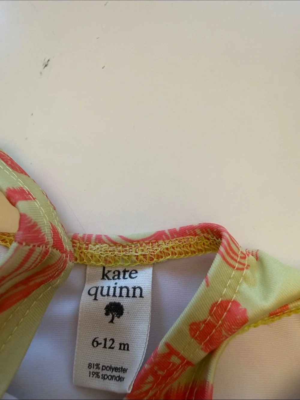 kate quinn Yellow One-Piece Swimsuit with Coral Tropical Print